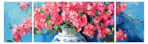 Obraz - Wazon z różowymi kwiatami (170x50 cm)