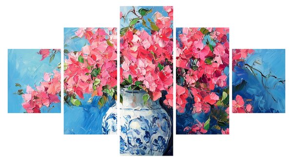 Obraz - Wazon z różowymi kwiatami (125x70 cm)