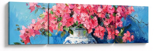 Obraz - Wazon z różowymi kwiatami (170x50 cm)