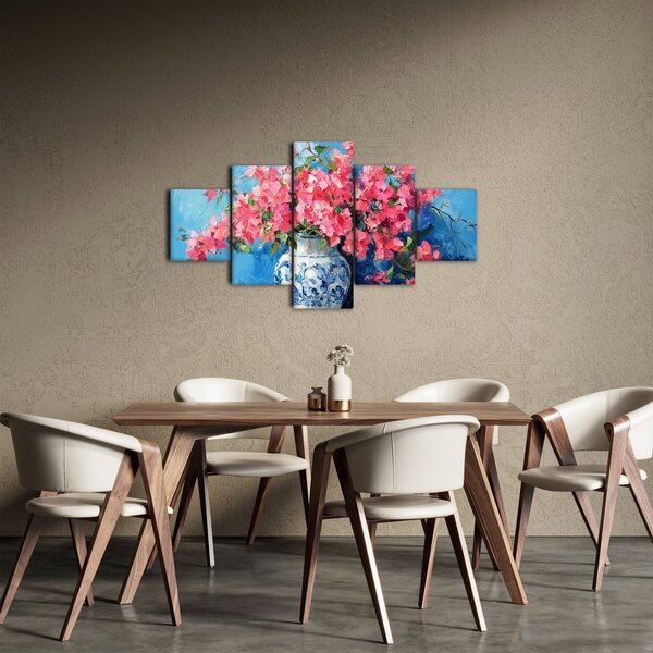 Obraz - Wazon z różowymi kwiatami (125x70 cm)