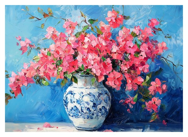Obraz - Wazon z różowymi kwiatami (70x50 cm)