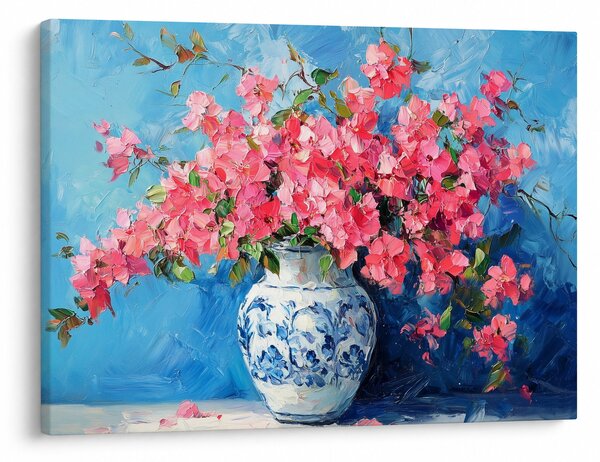 Obraz - Wazon z różowymi kwiatami (70x50 cm)