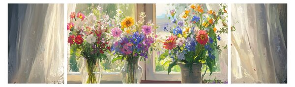 Obraz - Bukiet przy oknie (170x50 cm)