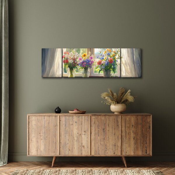 Obraz - Bukiet przy oknie (170x50 cm)