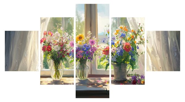 Obraz - Bukiet przy oknie (125x70 cm)