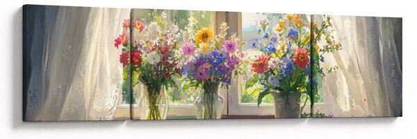Obraz - Bukiet przy oknie (170x50 cm)