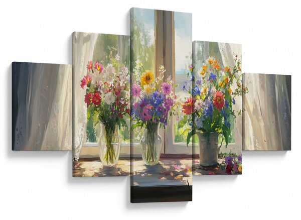 Obraz - Bukiet przy oknie (125x70 cm)
