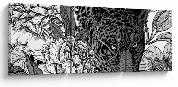 Obraz - Egzotyczny ogród (z zegarem) (90x30 cm)