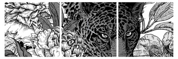 Obraz - Egzotyczny ogród (z zegarem) (90x30 cm)