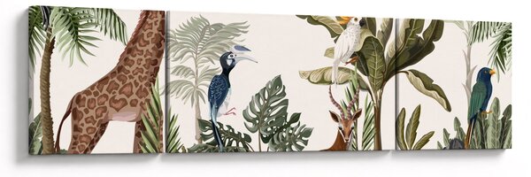 Obraz - Dżungla pełna zwierząt (170x50 cm)