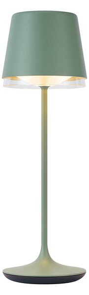 Lampa stołowa zielona z LED IP65, ładowalna ze stacją ładującą - Bass