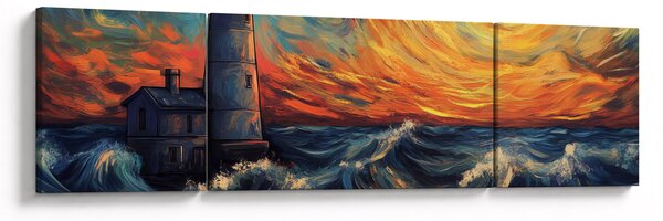 Obraz - Latarnia morska w falach (170x50 cm)