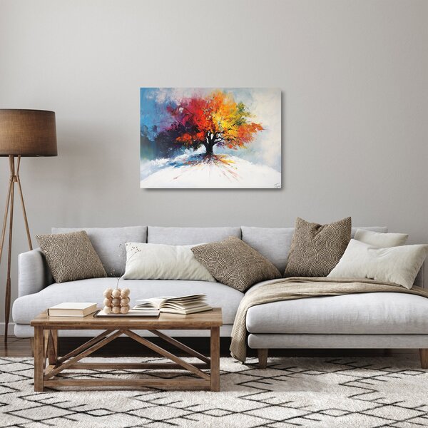 Obraz na szkle - Kolorowe drzewo (70x50 cm)