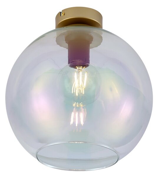 Lampa sufitowa Art Deco złota ze szkłem w kolorze tęczy - Sandra