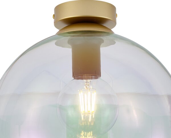 Lampa sufitowa Art Deco złota ze szkłem w kolorze tęczy - Sandra