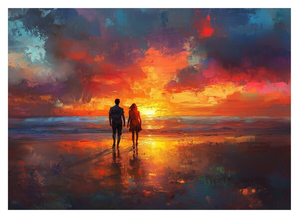Obraz na szkle - Spacer po plaży (70x50 cm)