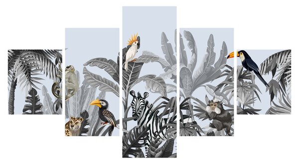 Obraz - Ilustrowana dżungla (125x70 cm)