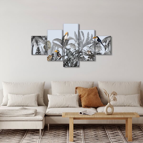 Obraz - Ilustrowana dżungla (125x70 cm)