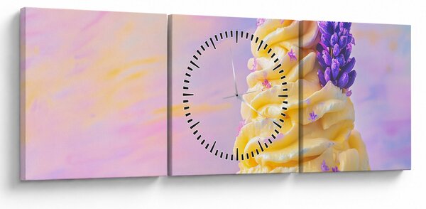 Obraz - Lody z lawendą (z zegarem) (90x30 cm)