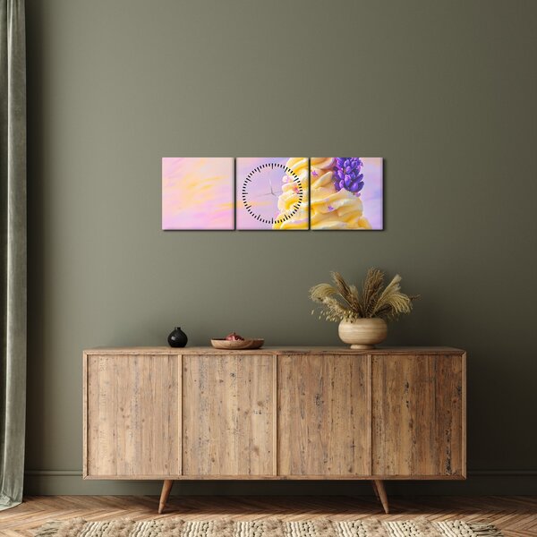 Obraz - Lody z lawendą (z zegarem) (90x30 cm)