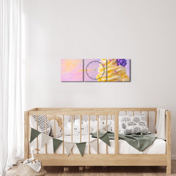 Obraz - Lody z lawendą (z zegarem) (90x30 cm)