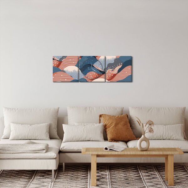 Obraz - Japońskie fale (z zegarem) (90x30 cm)