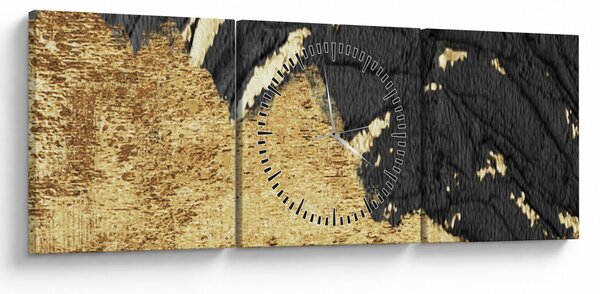 Obraz - Złota struktura N⁰1 (z zegarem) (90x30 cm)