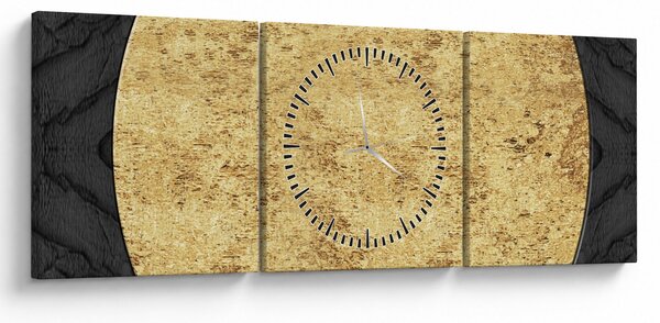 Obraz - Złota struktura N⁰2 (z zegarem) (90x30 cm)