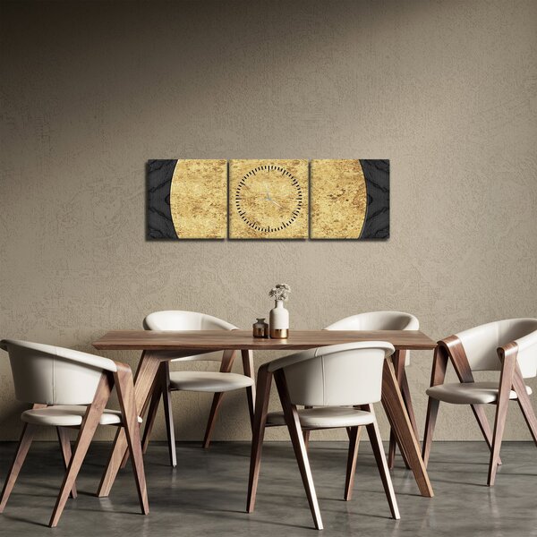 Obraz - Złota struktura N⁰2 (z zegarem) (90x30 cm)