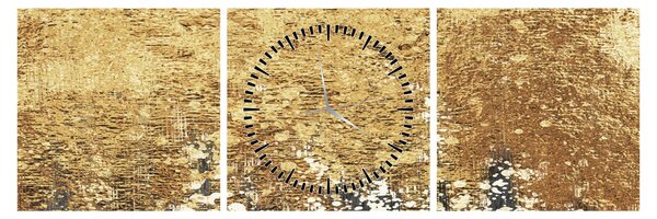 Obraz - Złota struktura N⁰3 (z zegarem) (90x30 cm)