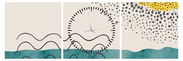 Obraz - Abstrakcyjny obraz plaży N⁰1 (z zegarem) (90x30 cm)