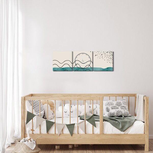 Obraz - Abstrakcyjny obraz plaży N⁰1 (z zegarem) (90x30 cm)