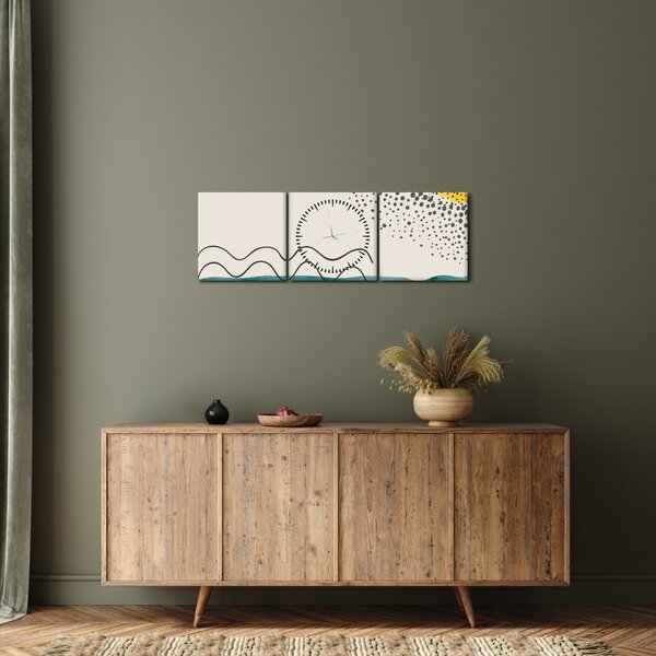 Obraz - Abstrakcyjny obraz plaży N⁰1 (z zegarem) (90x30 cm)
