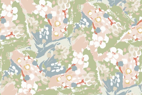 Fototapeta Kolorowy wzór z białymi i różowymi kwiatami, Fototapety akwarelowa na ścianie, Popularne Fototapety, t00695 - Tapeko.pl