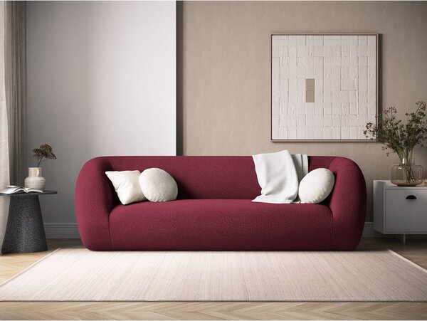 Bordowa sofa z materiału bouclé 230 cm Essen – Cosmopolitan Design
