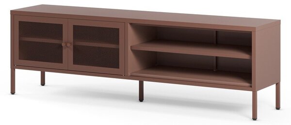 Bordowa metalowa szafka pod TV 160x50x35 cm Fayna – Marckeric