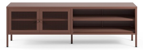 Bordowa metalowa szafka pod TV 160x50x35 cm Fayna – Marckeric
