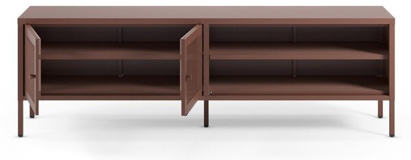 Bordowa metalowa szafka pod TV 160x50x35 cm Fayna – Marckeric
