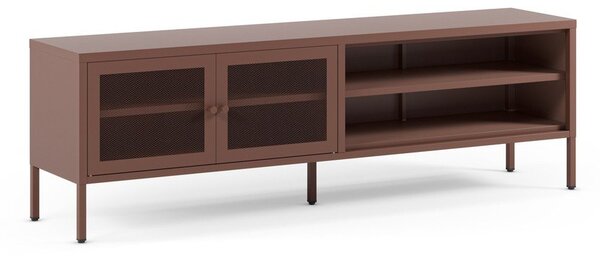 Bordowa metalowa szafka pod TV 160x50x35 cm Fayna – Marckeric