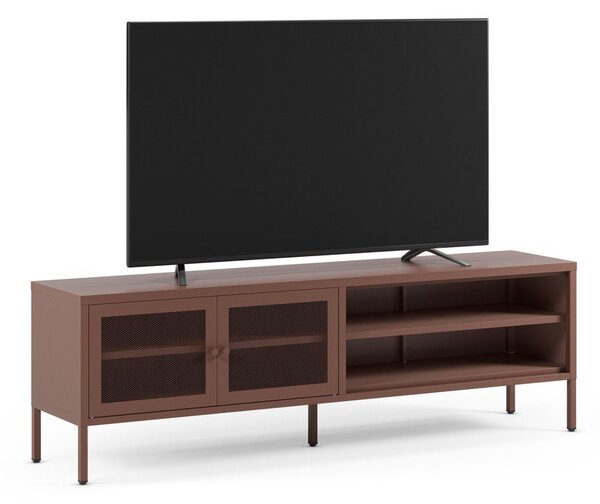 Bordowa metalowa szafka pod TV 160x50x35 cm Fayna – Marckeric