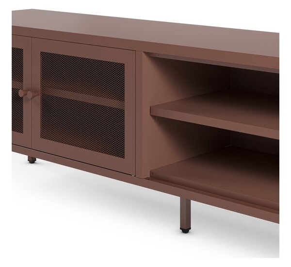 Bordowa metalowa szafka pod TV 160x50x35 cm Fayna – Marckeric