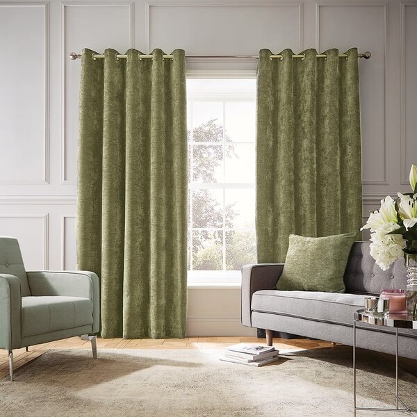 Zasłony termiczne z szenilu w kolorze khaki zestaw 2 szt. 117x183 cm Selene Luxury Chenille – Hyperion