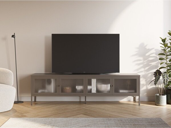 Szara metalowa szafka pod TV 160x50x35 cm Layna – Marckeric