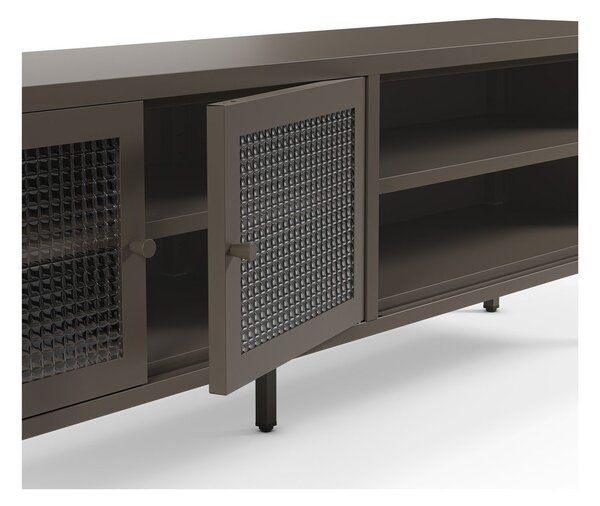 Szara metalowa szafka pod TV 160x50x35 cm Layna – Marckeric