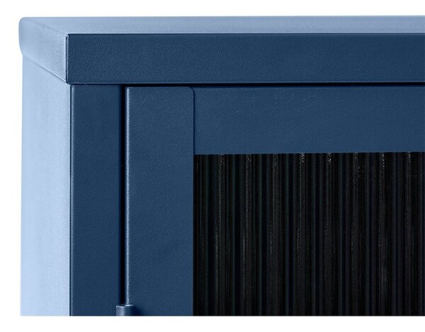 Niebieskia metalowa witryna Unique Furniture Bronco, wys. 140 cm
