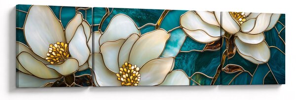 Obraz - Witraż z magnolią (170x50 cm)