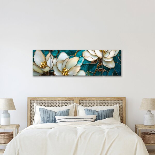 Obraz - Witraż z magnolią (170x50 cm)