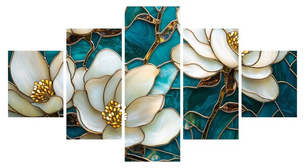 Obraz - Witraż z magnolią (125x70 cm)