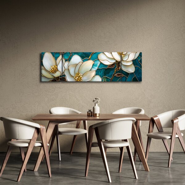 Obraz - Witraż z magnolią (170x50 cm)