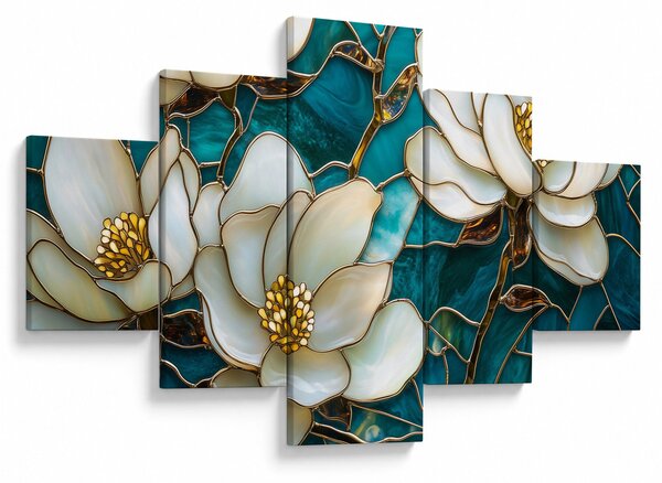 Obraz - Witraż z magnolią (125x70 cm)